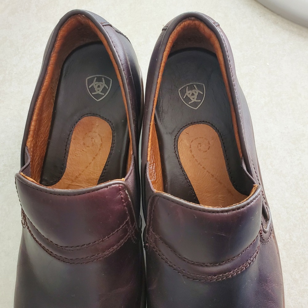 Ariat Sutter Brown Leather Slip On Wedge Shoes Comfort Antifatigue ATS Sole 8.5B - Picture 10 of 15